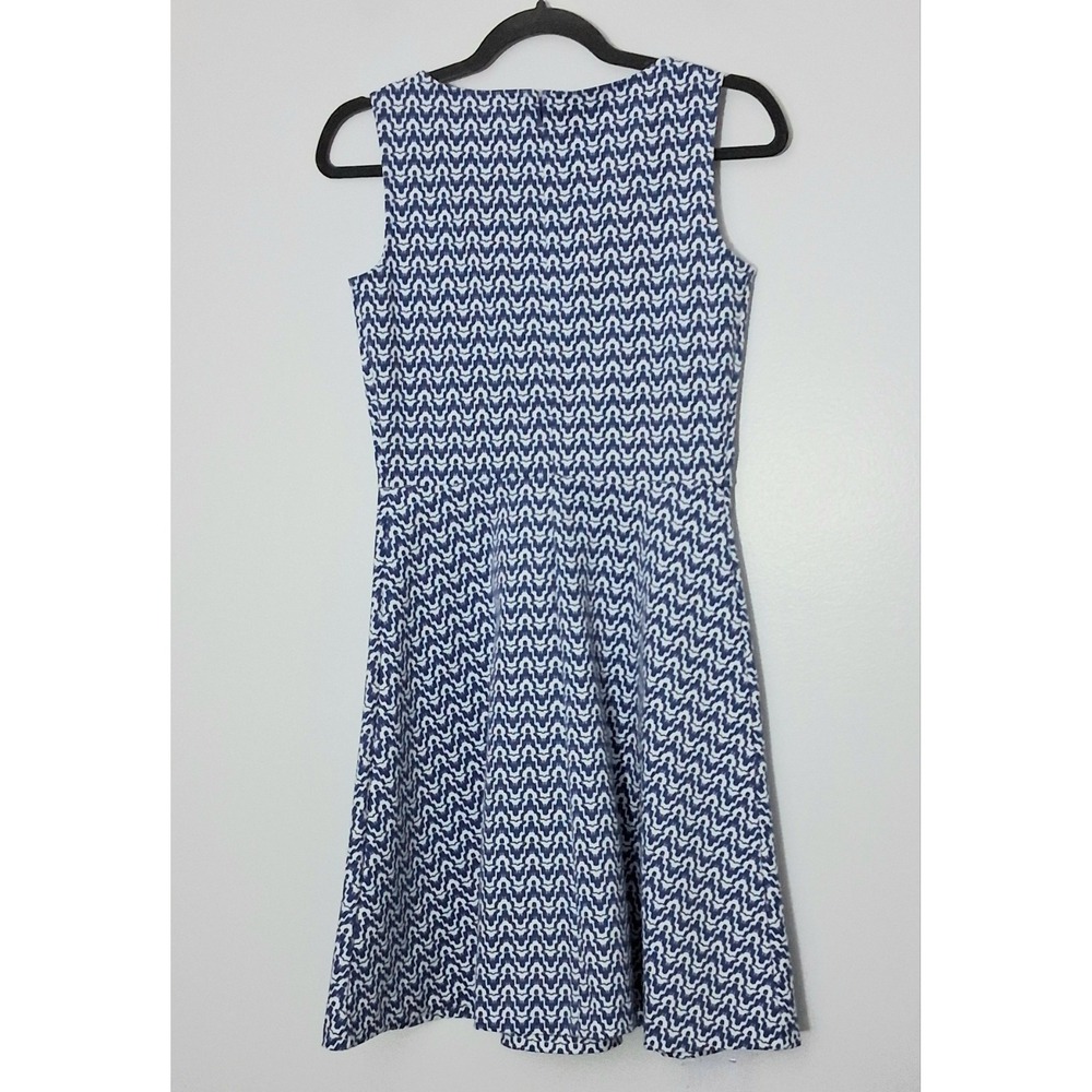 Talbots Dress Women's Size XS Petite Fit & Flare Blue Geometric Sleeveless Zip - Picture 2 of 8